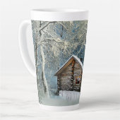 Rustic Log Cabin Winter Magic Latte Mok (Linkerhoek)