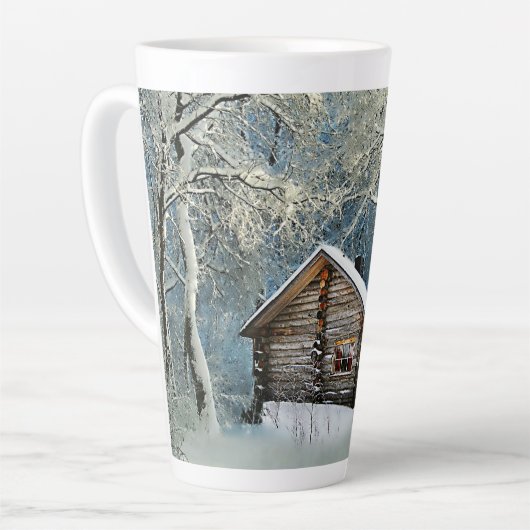 Rustic Log Cabin Winter Magic Latte Mok (Linkerhoek)
