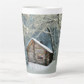 Rustic Log Cabin Winter Magic Latte Mok (Voorkant)