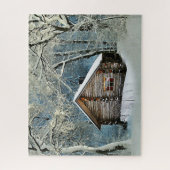 Rustic Log Cabin Winter Magic Legpuzzel (Verticaal)