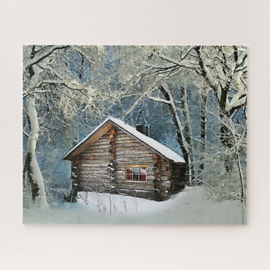 Rustic Log Cabin Winter Magic Legpuzzel (Horizontaal)