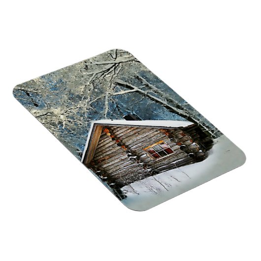 Rustic Log Cabin Winter Magic Magneet (Rechterzijde)