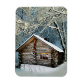 Rustic Log Cabin Winter Magic Magneet (Verticaal)