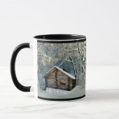 Rustic Log Cabin Winter Magic Mok (Links)