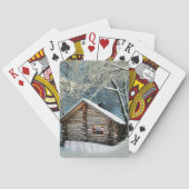 Rustic Log Cabin Winter Magic Pokerkaarten (Achterkant)