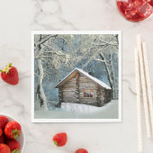 Rustic Log Cabin Winter Magic Servet (Insitu)
