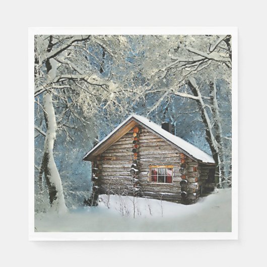 Rustic Log Cabin Winter Magic Servet (Voorkant)