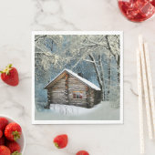 Rustic Log Cabin Winter Magic Servet (Insitu)