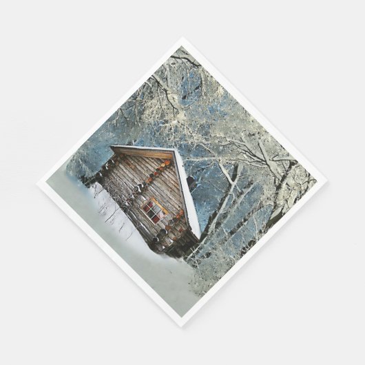 Rustic Log Cabin Winter Magic Servet (Hoek)