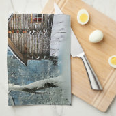 Rustic Log Cabin Winter Magic Theedoek (Quarter Fold)