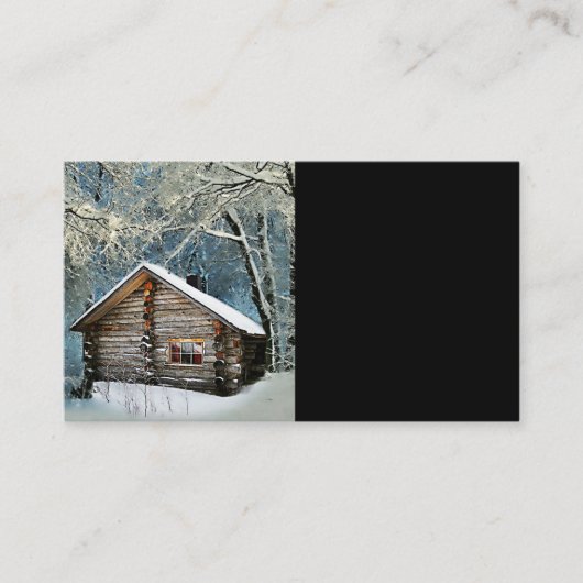 Rustic Log Cabin Winter Magic Visitekaartje (Voorkant)