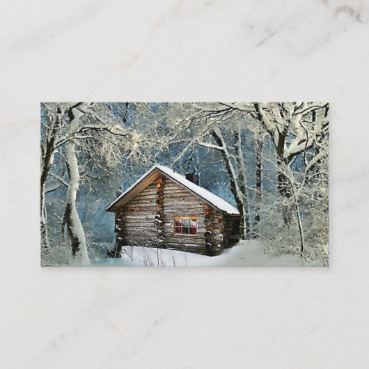 Rustic Log Cabin Winter Magic Visitekaartje (Voorkant)