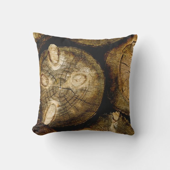 Rustic Log Roll Buitenkussen (Voorkant)