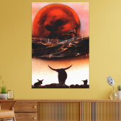 Rustic Longhorn Ranch  Canvas Afdruk (Insitu (Woonkamer))
