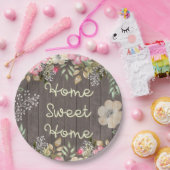 Rustic look Home Sweet Home Floral Wood Papieren Bordje (Feest)