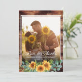 Rustic Love and Bedankt Sunflower Wedding Photo (Staand voorkant)