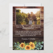 Rustic Love and Bedankt Sunflower Wedding Photo (Achterkant)