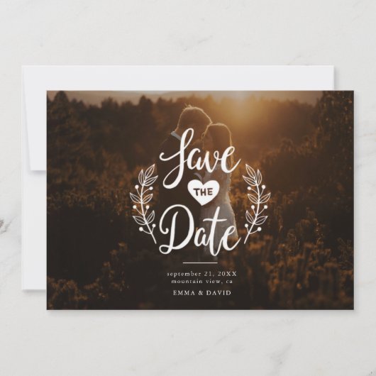 Rustic Love Bewaar de Datum Kaart (Voorkant)