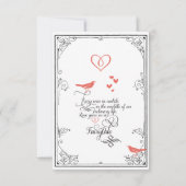 Rustic Love Bird Hearts Mint Coral Save the Date (Achterkant)
