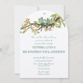 Rustic Love Bird Turquoise Yellow Wedding Invites Kaart (Voorkant)