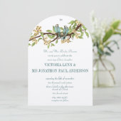 Rustic Love Bird Turquoise Yellow Wedding Invites Kaart (Staand voorkant)