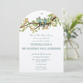 Rustic Love Bird Turquoise Yellow Wedding Invites Kaart