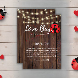 Rustic Love Bug Baby shower Bedankkaart