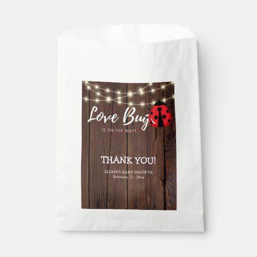 Rustic Love Bug Baby shower Bedankzakje (Voorkant)