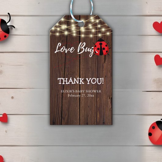 Rustic Love Bug Baby shower Cadeaulabel