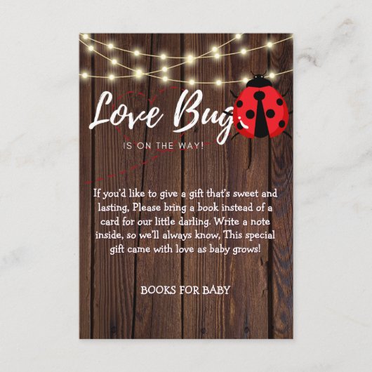 Rustic Love Bug Baby shower Informatiekaartje (Voorkant)