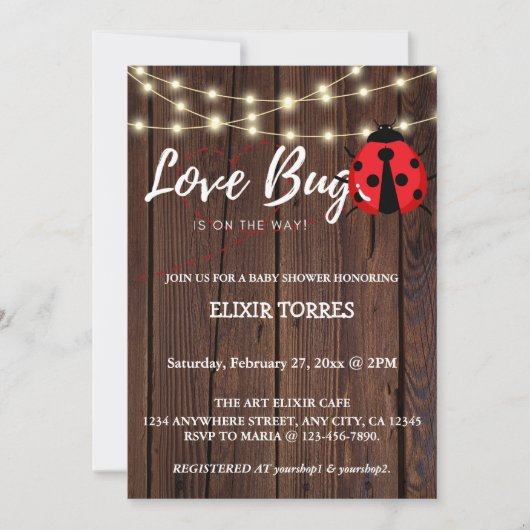 Rustic Love Bug Baby shower Kaart (Voorkant)
