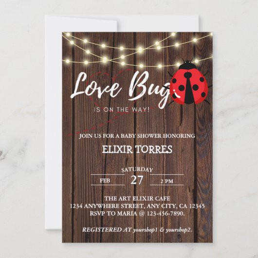 Rustic Love Bug Baby shower Kaart (Voorkant)