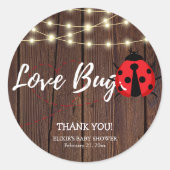 Rustic Love Bug Baby shower Ronde Sticker (Voorkant)
