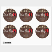 Rustic Love Bug Baby shower Ronde Sticker (Vel)