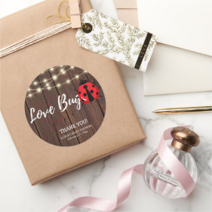 Rustic Love Bug Baby shower Ronde Sticker