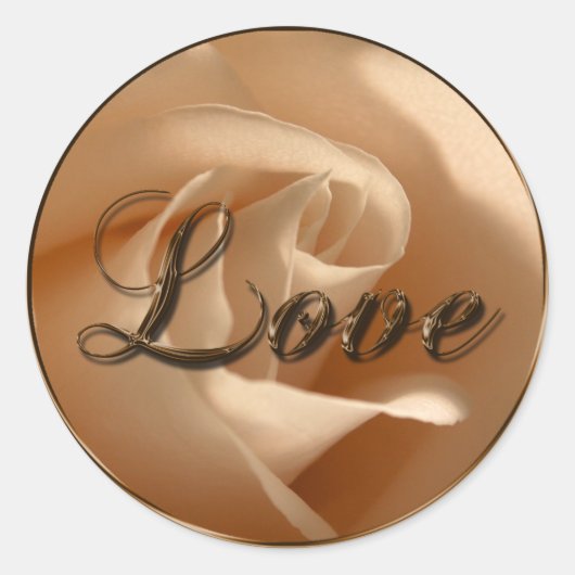Rustic Love Cream Roos Wedding Envelope Seal Ronde Sticker (Voorkant)