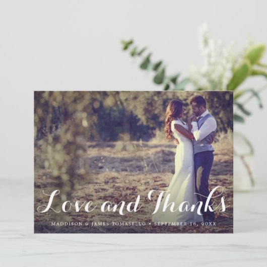 Rustic LOVE en BEDANKT Wedding Photo (Staand voorkant)