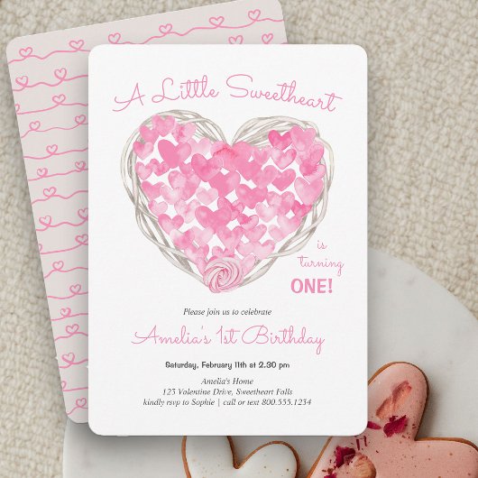 Rustic Love Heart Little SweeBaby Girls Birthday Kaart