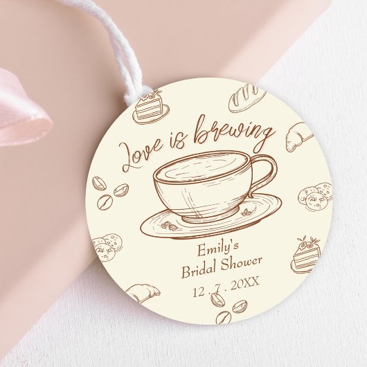 Rustic Love is het brouwen van een koffie Bruidsdi Ronde Sticker