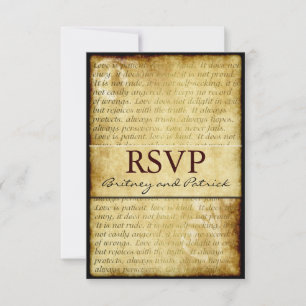 Rustic Love is Patient Vintage Wedding RSVP Cards Kaartje