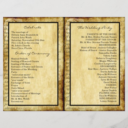 Rustic Love is Patient Wedding Ceremony Programs (Achterkant)