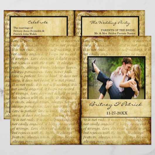 Rustic Love is Patient Wedding Ceremony Programs (Voorkant / Achterkant)