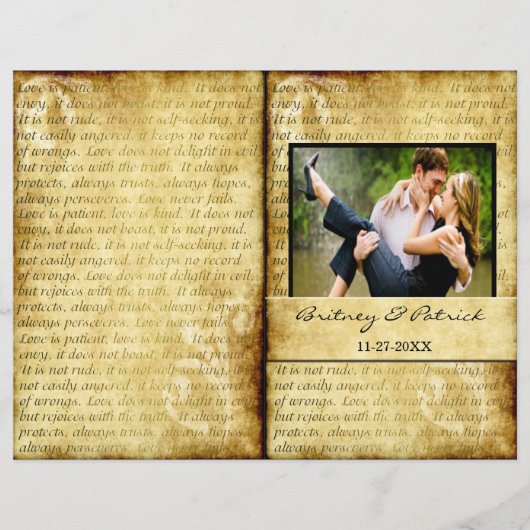 Rustic Love is Patient Wedding Ceremony Programs (Voorkant)