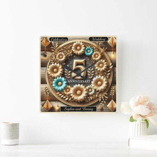 Rustic Love: Jubileum Bloemen Meesterwerk Vierkante Klok (Huis)