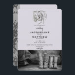 Rustic Love & Lace Lavender Wedding Invitation Kaart<br><div class="desc">Uitnodiging voor paardenhuwelijk. Hout en lavender Achtergrond. ,  Lace.</div>