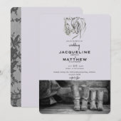 Rustic Love & Lace Lavender Wedding Invitation Kaart (Voorkant / Achterkant)