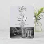 Rustic Love & Lace Lavender Wedding Invitation Kaart (Staand voorkant)