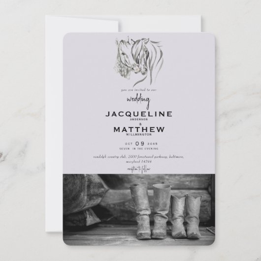 Rustic Love & Lace Lavender Wedding Invitation Kaart (Voorkant)