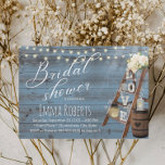 Rustic Love Ladder Dusty Blue Wood Vrijgezellenfee Kaart<br><div class="desc">Robuuste wijnloop en buisblauw-geblazen buisjes met blauw-mondschoeisel.</div>