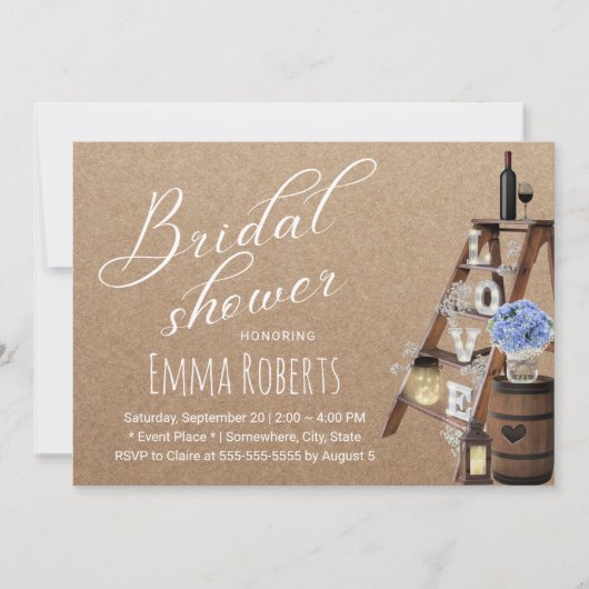 Rustic Love Ladder Lantern Vrijgezellenfeest Kaart (Voorkant)